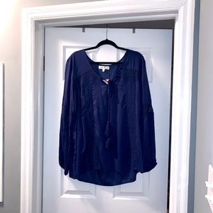Blue Bohemian Top with Crochet Detailing NWT